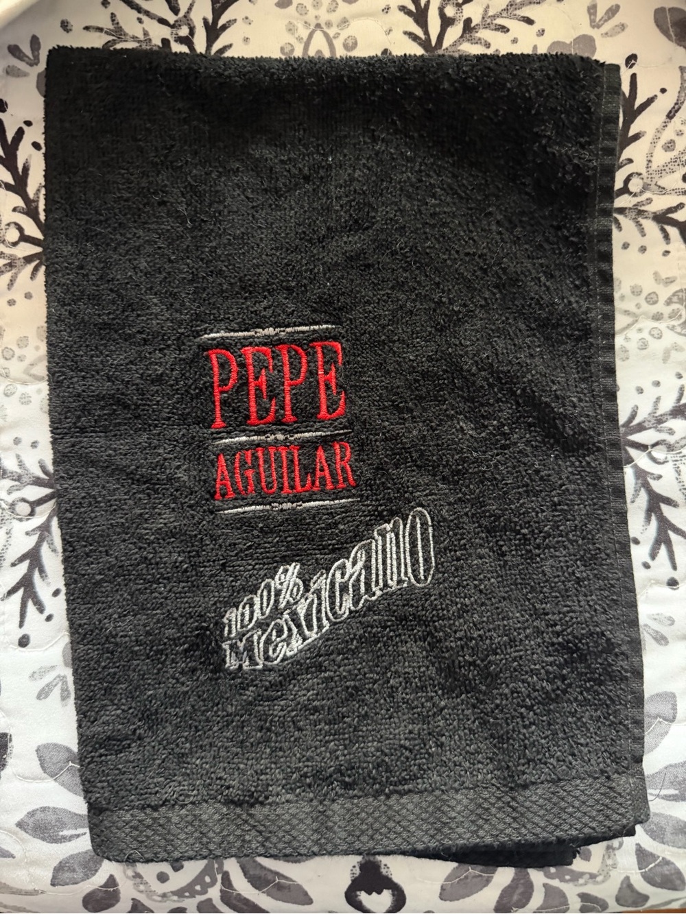 Pepe Aguilar, concert souvenir, black Towel - 100% Mexicano Embroider.